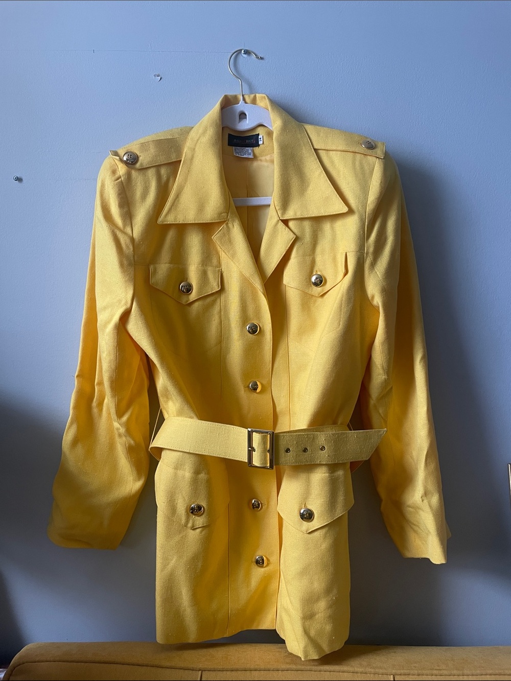 Simon Chang Bright Yellow Belted Trench Jacket